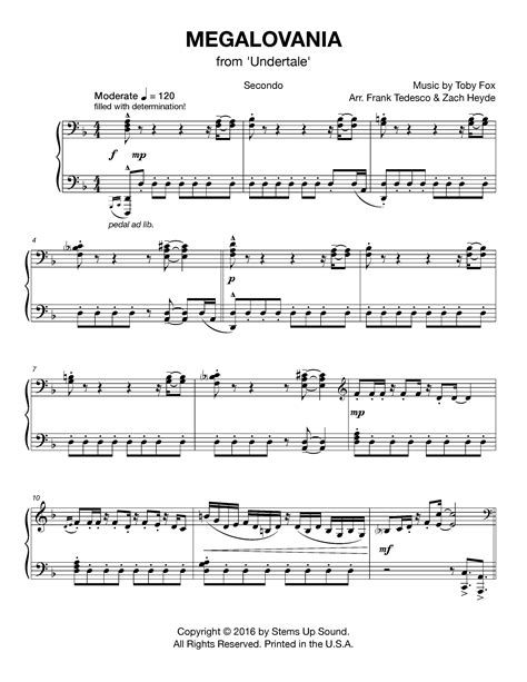 Download and print in PDF or MIDI free sheet music for Megalovania by Toby Fox arranged by Iridescent3 for Piano, Trombone, Harpsichord, Cornet, Euphonium, Tuba. . Megalovania music sheet